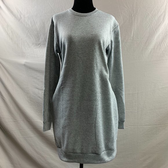 Grey Sweatshirt Dress With Pockets - Picture 6 of 9